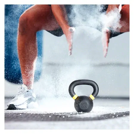 Sport-Tec Kettlebell Powdercoated, 6 kg, schwarz/hellgelb