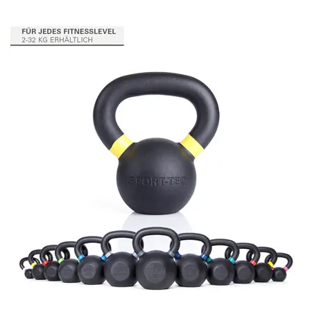 Sport-Tec Kettlebell Powdercoated, 6 kg, schwarz/hellgelb