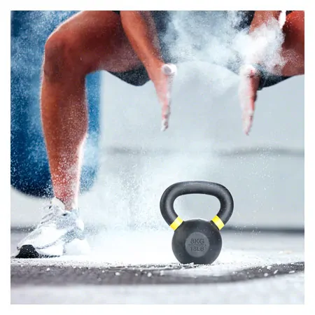 Sport-Tec Kettlebell Powdercoated, 8 kg, schwarz/gelb