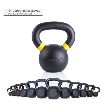 Sport-Tec Kettlebell Powdercoated, 8 kg, schwarz/gelb