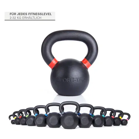 Sport-Tec Kettlebell Powdercoated, 10 kg, schwarz/hellrot