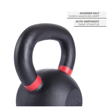 Sport-Tec Kettlebell Powdercoated, 12 kg, schwarz/rot