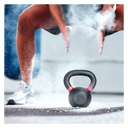 Sport-Tec Kettlebell Powdercoated, 12 kg, schwarz/rot
