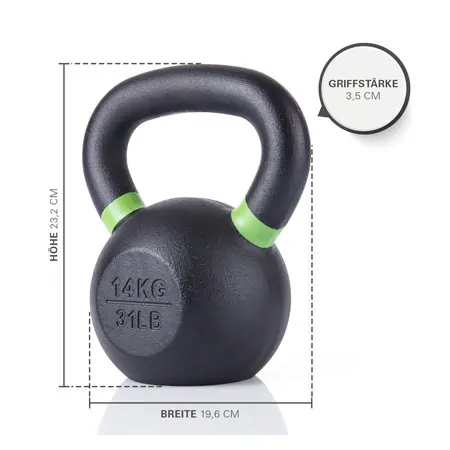 Sport-Tec Kettlebell Powdercoated, 14 kg, schwarz/hellgr�n