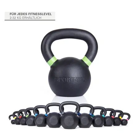 Sport-Tec Kettlebell Powdercoated, 14 kg, schwarz/hellgr�n