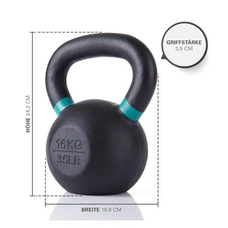 Sport-Tec Kettlebell Powdercoated, 16 kg, schwarz/gr�n