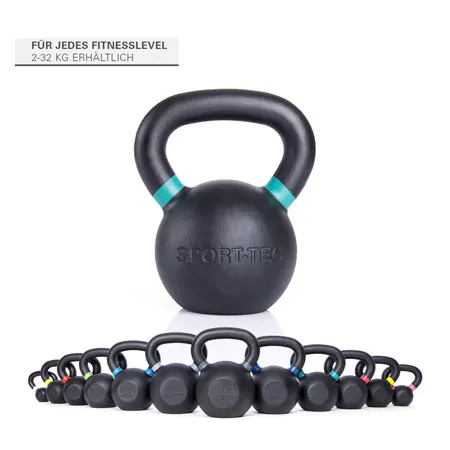 Sport-Tec Kettlebell Powdercoated, 16 kg, schwarz/gr�n