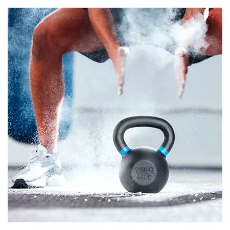 Sport-Tec Kettlebell Powdercoated, 20 kg, schwarz/hellblau