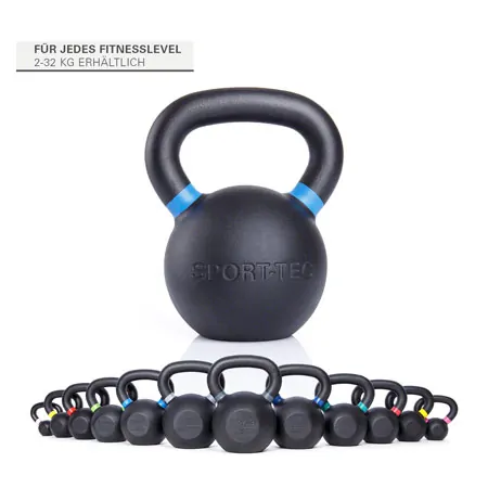 Sport-Tec Kettlebell Powdercoated, 20 kg, schwarz/hellblau