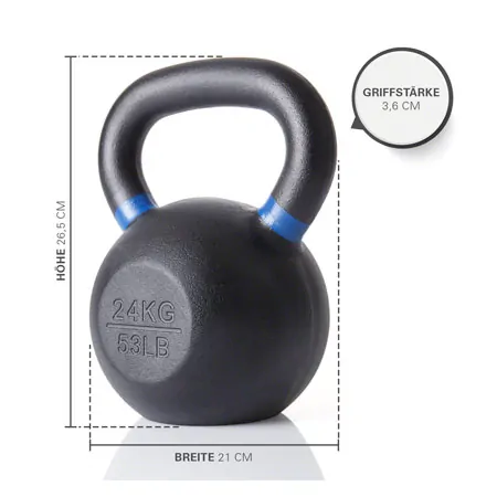 Sport-Tec Kettlebell Powdercoated, 24 kg, schwarz/blau