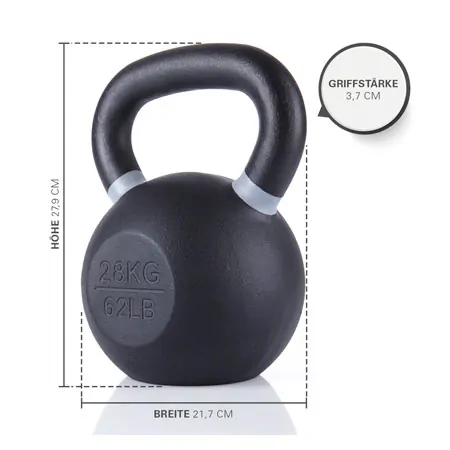 Sport-Tec Kettlebell Powdercoated, 28 kg, schwarz/grau