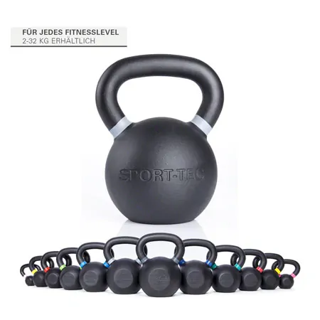 Sport-Tec Kettlebell Powdercoated, 28 kg, schwarz/grau