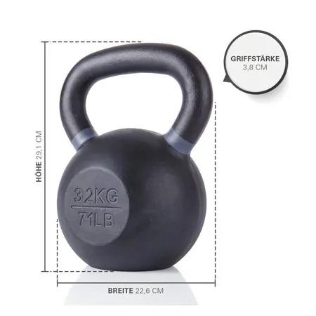 Sport-Tec Kettlebell Powdercoated, 32 kg, schwarz/anthrazit