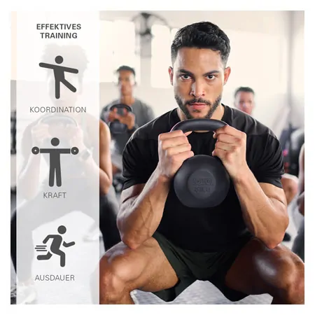 Sport-Tec Kettlebell-Set Powdercoated, 12 Kettlebells 2-32 kg, inkl. Ablage