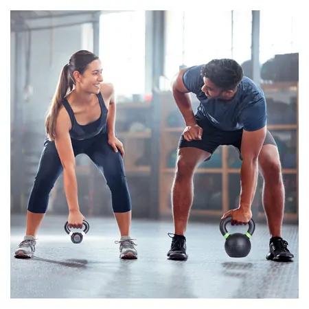 Sport-Tec Kettlebell-Set Powdercoated, 12 Kettlebells 2-32 kg, inkl. Ablage