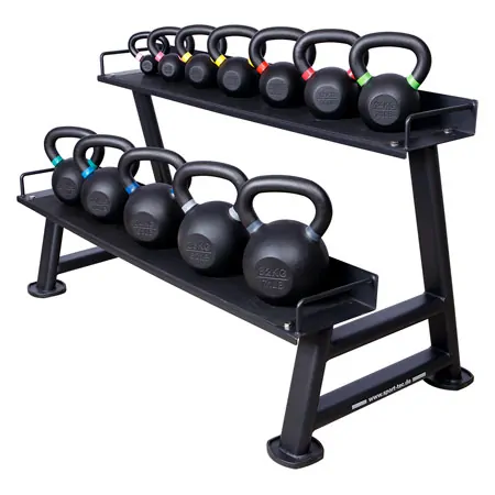 Sport-Tec Kettlebell-Set Powdercoated, 12 Kettlebells 2-32 kg, inkl. Ablage