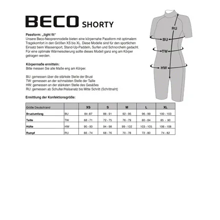 BECO Damen Neoprenanzug, Shorty, Einteiler