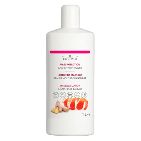 cosiMed Massagelotion-Set 6x Massagelotion Grapefruit-Ingwer, 1 l, inkl. Dosierpumpe