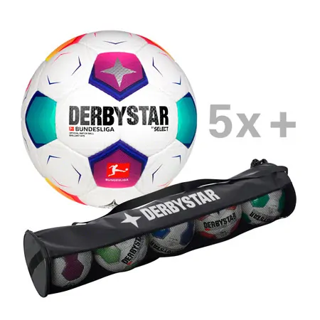 Derbystar Fublle-Set, 5x Bundesliga Brillant APS v23, Gre 5, inkl. Ballschlauch