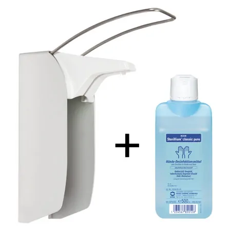Desinfektionsmittelspender-Set Eurospender 1 mit Armhebel, inkl. 2x Sterillium Classic Pure 500ml