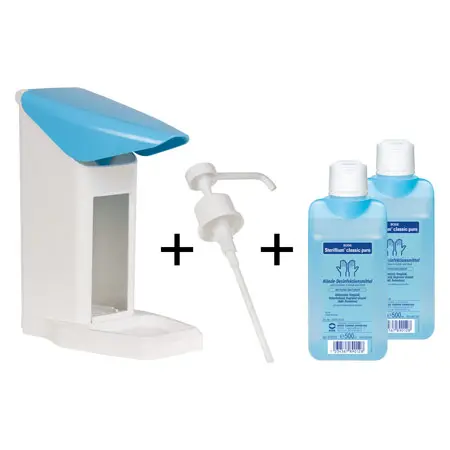Desinfektionsmittelspender-Set Eurospender Safety plus, + Pumpe + 2x Sterillium classic pure 500 ml