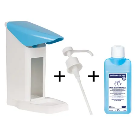 Desinfektionsmittelspender-Set Eurospender Safety plus, + Pumpe + Sterillium Gel pure, 475 ml