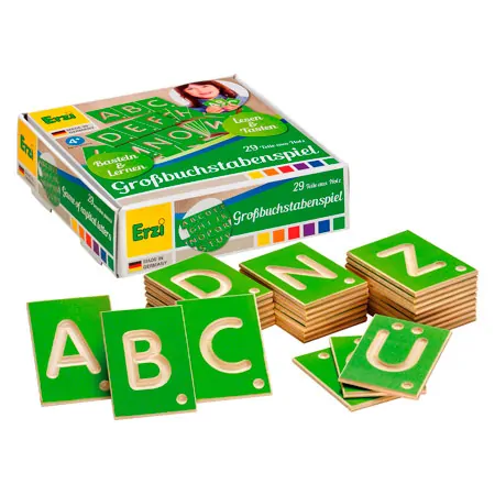 Erzi Lernspiel Grobuchstaben aus Holz, 29-tlg.