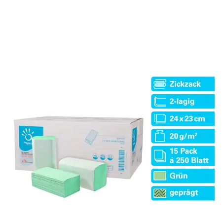 Falthandtuch, LxB 24x23 cm, 15x250 St�ck, gr�n