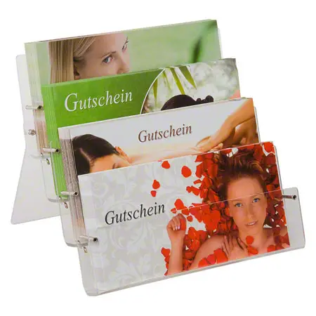 Gutschein-Set, 101-tlg., 100 Gutscheine inkl. Aufsteller aus Acrylglas