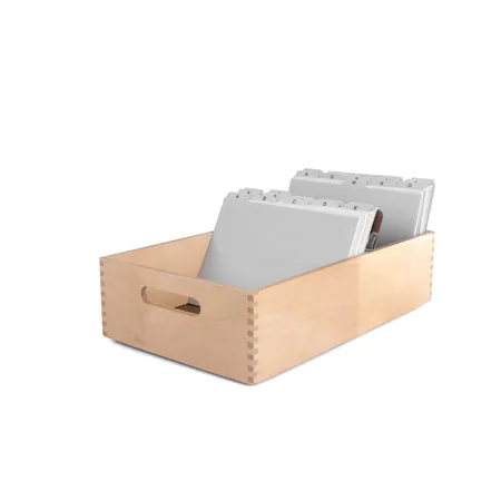 Karteitrog-Set, 202-tlg., aus Holz fr max. 1500 Karten (A5) inkl. 200 Karteikarten & Register,