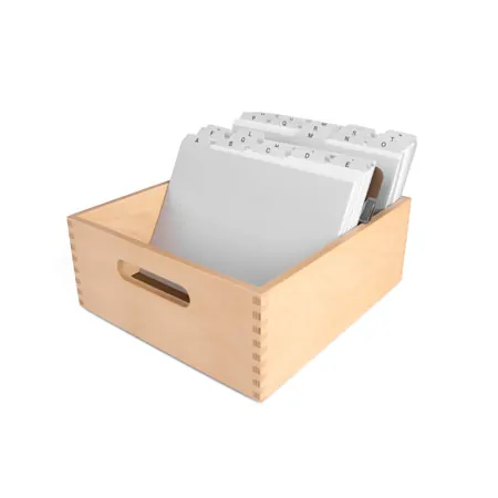 Karteitrog-Set, 202-tlg., aus Holz fr max. 900 Karten (A5) inkl. 200 Karteikarten & Register,