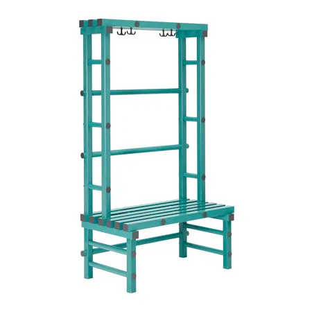 Kunststoff-Garderobenbank, 4 Haken, HxBxT 180x100x57 cm