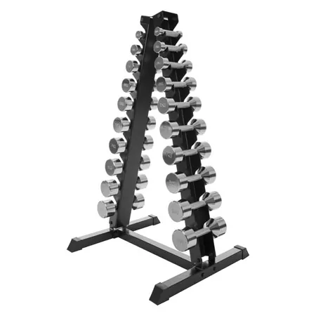 Kurzhantel-Stnder-Set mit 10 Paar Chrom Hanteln, 1-10 kg, LxBxH 74x62x128 cm