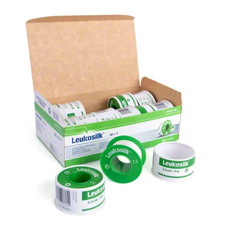Leukosilk mit Schutzring, LxB 5 m x 2,5 cm, 12 St�ck