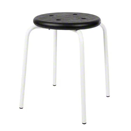 Mehrzweckhocker Standard mit PU-Sitzflche,  35 cm, Gestellfarbe wei