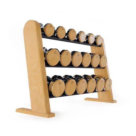 NOHRD DumbBells Hantelset, 18 Hanteln 5 - 25 kg inkl. Ablage, Eiche