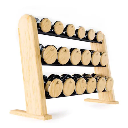 NOHRD DumbBells Hantelset, 18 Hanteln 5 - 25 kg inkl. Ablage, Esche