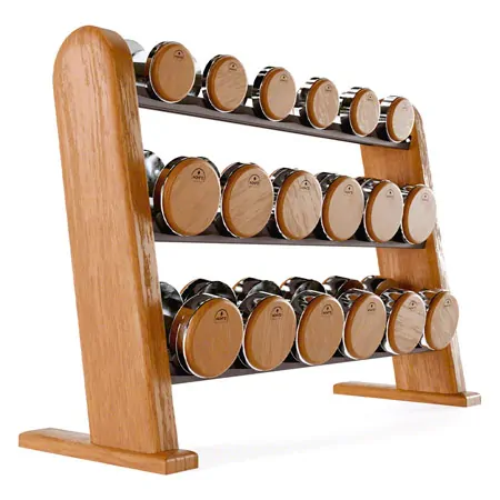 NOHRD DumbBells Hantelset, 18 Hanteln 5 - 25 kg inkl. Ablage, Kirsche