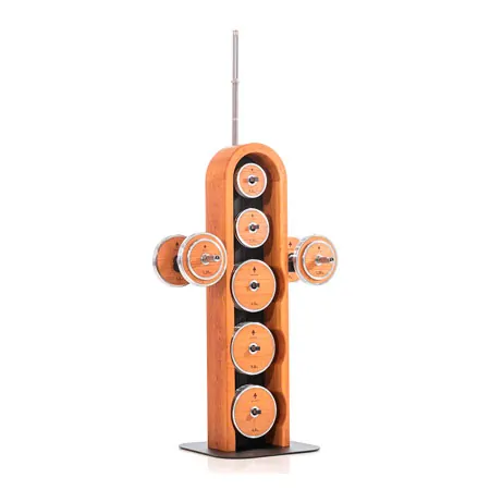 NOHRD WeightPlate Tower 2x Kurzhanteln, 1x Langhantel 20x Hantelscheiben, Kirsche