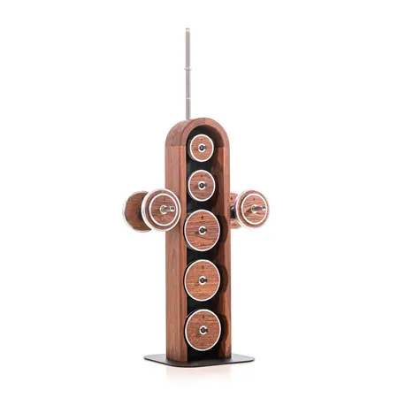 NOHRD WeightPlate Tower 2x Kurzhanteln, 1x Langhantel 20x Hantelscheiben, Nussbaum