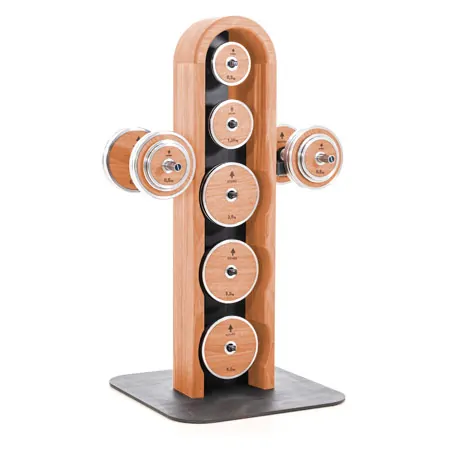 NOHrD WeightPlate Tower 2x Kurzhanteln, 1x Langhantel 20x Hantelscheiben, Eiche
