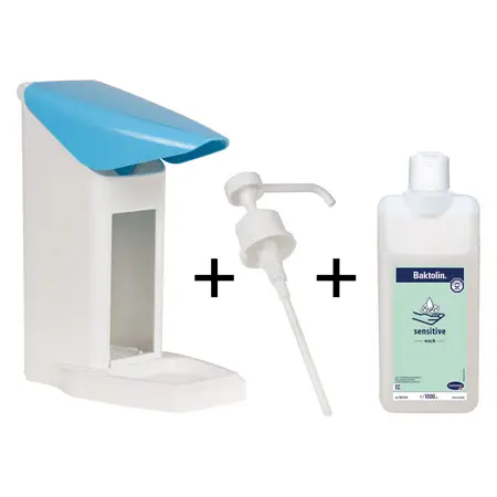 Seifenspender-Set Eurospender Safety plus, + Pumpe + Baktolin Sensitive 1 l