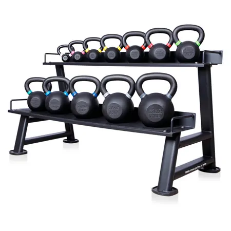 Sport-Tec Kettlebell-Set Powdercoated, 12 Kettlebells 2-32 kg, inkl. Ablage