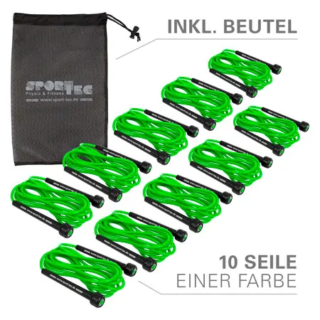 Springseil Speed Rope-Set, verstellbar, 300 cm, 10 Seile, inkl. Aufbewahrungsbeutel