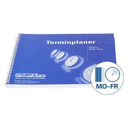 Terminplaner, 4 Spalten, 15-Min.-Takt, Montag - Freitag, 30x30 cm