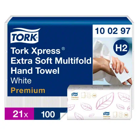 Tork Xpress� Premium Extra Soft H2 Interfold Papierhandt�cher, 2-lagig, LxB 34x21,2cm, 21x100 St�ck