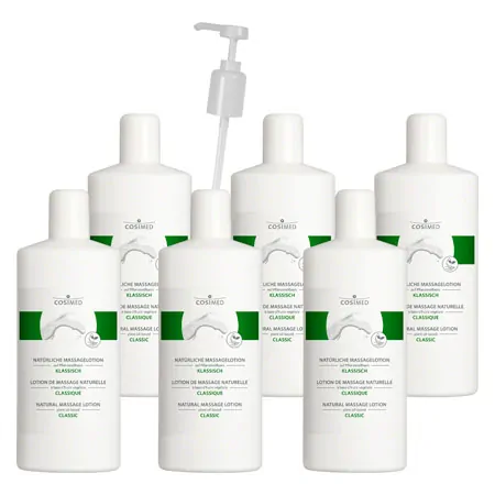 cosiMed Massage-Set 6 x Natrliche Massagelotion Klassisch 1 l, inkl. Dosierpumpe