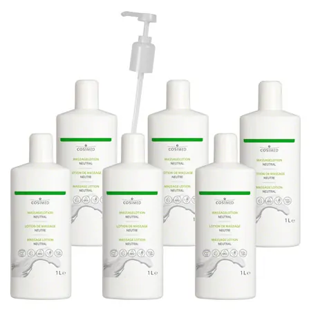 cosiMed Massagelotion-Set 6x Massagelotion neutral, 1 l, inkl. Dosierpumpe