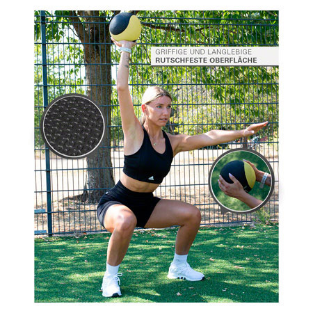 Sport-Tec Medizinball ø 19 cm, 2 kg, gelb