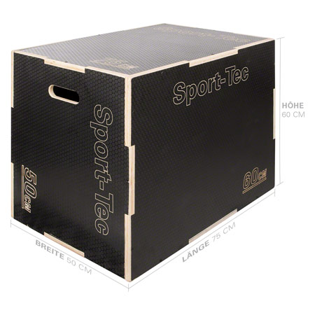 Sport-Tec Sprungtrainer 3-in-1 Plyo Box aus Holz, 75x60x50 cm